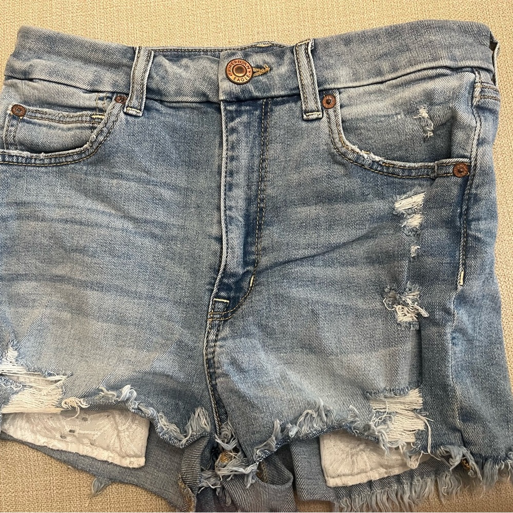 American Eagle Outfitters Blue Jean Shorts with Vintage Distressing
